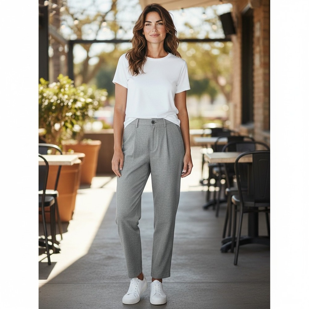 Liz Claiborne Lizwear Jeans 16 Grey Excellent Herringbone Straight Leg Pants